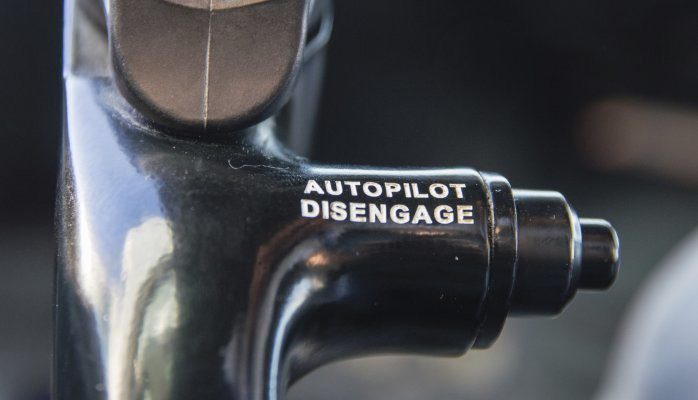 Autopilot Disengage is Written on a black tool