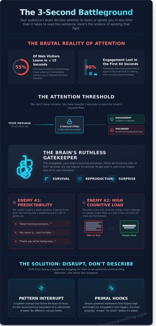 How to Capture Audience Attention in 3 Seconds: The Science of Seizing the Floor