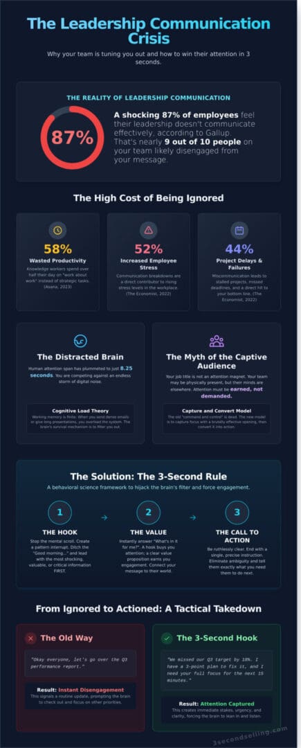 Leadership Communication Skills: Winning the 3-Second Battle for Your Team’s Attention