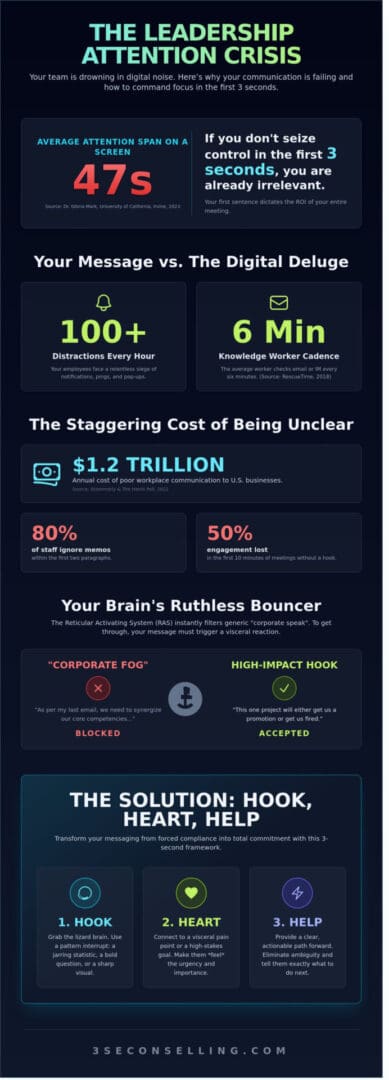 Leadership Communication in the Attention Economy: Command the Room in 3 Seconds