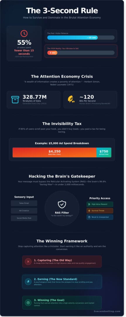The Attention Economy is Killing Your Sales: How to Win the 3-Second War in 2026