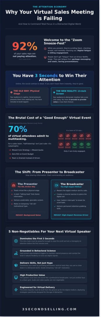 Virtual Keynote Speaker for Sales Teams: Winning the 3-Second War for Attention