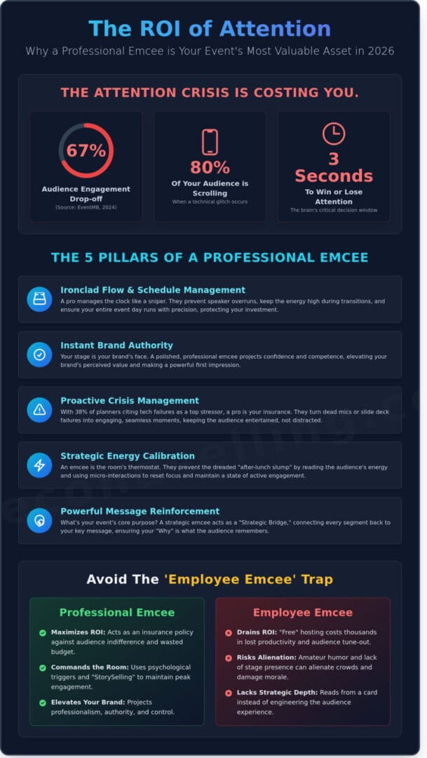 The High Cost of Boredom: 5 Critical Benefits of a Professional Emcee in 2026