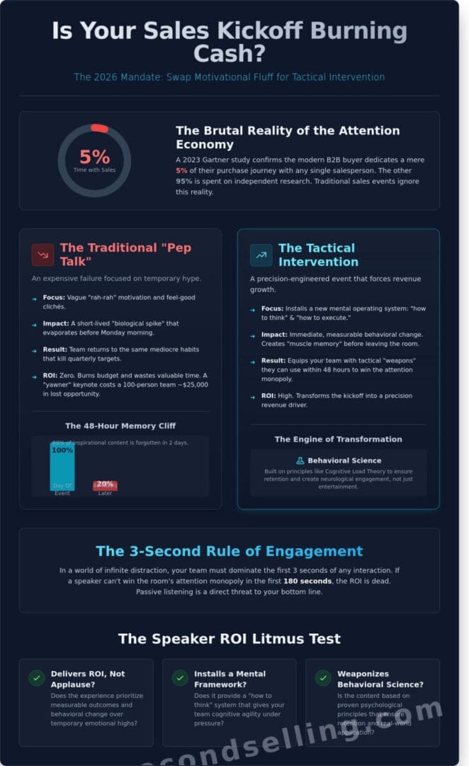 The Sales Keynote Experience: Why Tactical Intervention Beats Motivational Fluff in 2026